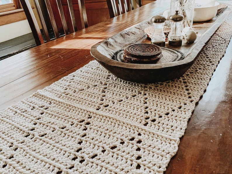 CROCHET PATTERN Lattice Table Runner by Fiction Fibers, Beginner Crochet Digital Pattern image 2