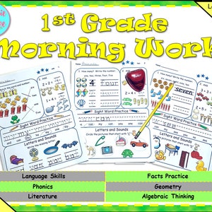 1st Grade First Grade Daily Spiral Review Worksheets Morning Work Home Learning Homeschool Math Worksheet Reading Printable Activity.
