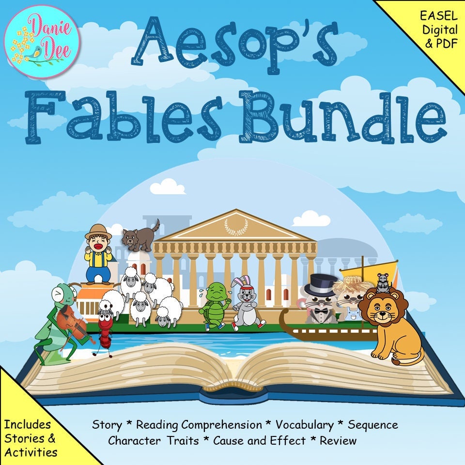 Aesop's Fables Printable Books Reading Comprehension BUNDLE 1st Grade 2nd Grade 3rd Grade 4th Grade Classroom & Homeschool +500 Pages NOPREP