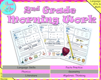 2nd Quarter - 2nd Grade Daily Spiral Review Worksheets Morning Work Homeschool Math Worksheet Reading Printable Educational Activity.