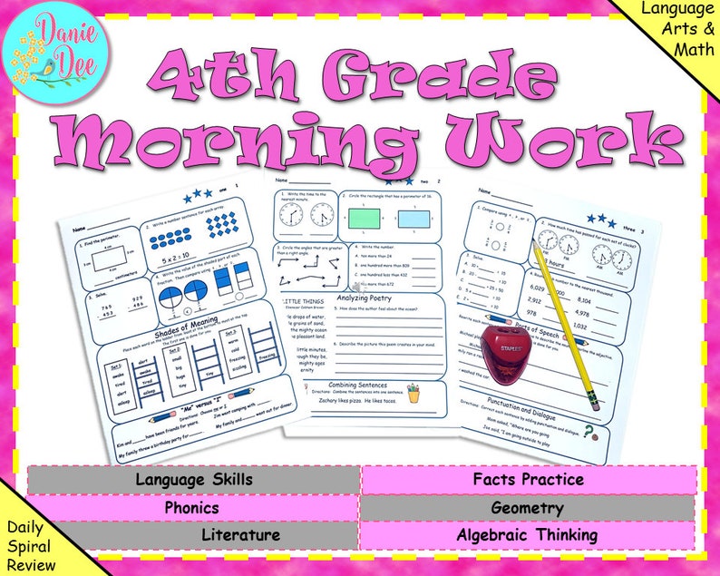 1st quarter 4th grade fourth grade daily spiral review morning work