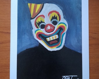 Cackling Colin| Art Prints, Bizarre Prints, Clown Prints, Odd Prints, Wierd Prints, Surreal Prints, Strange Prints, A5