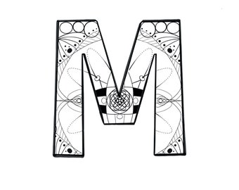 letter m coloring etsy
