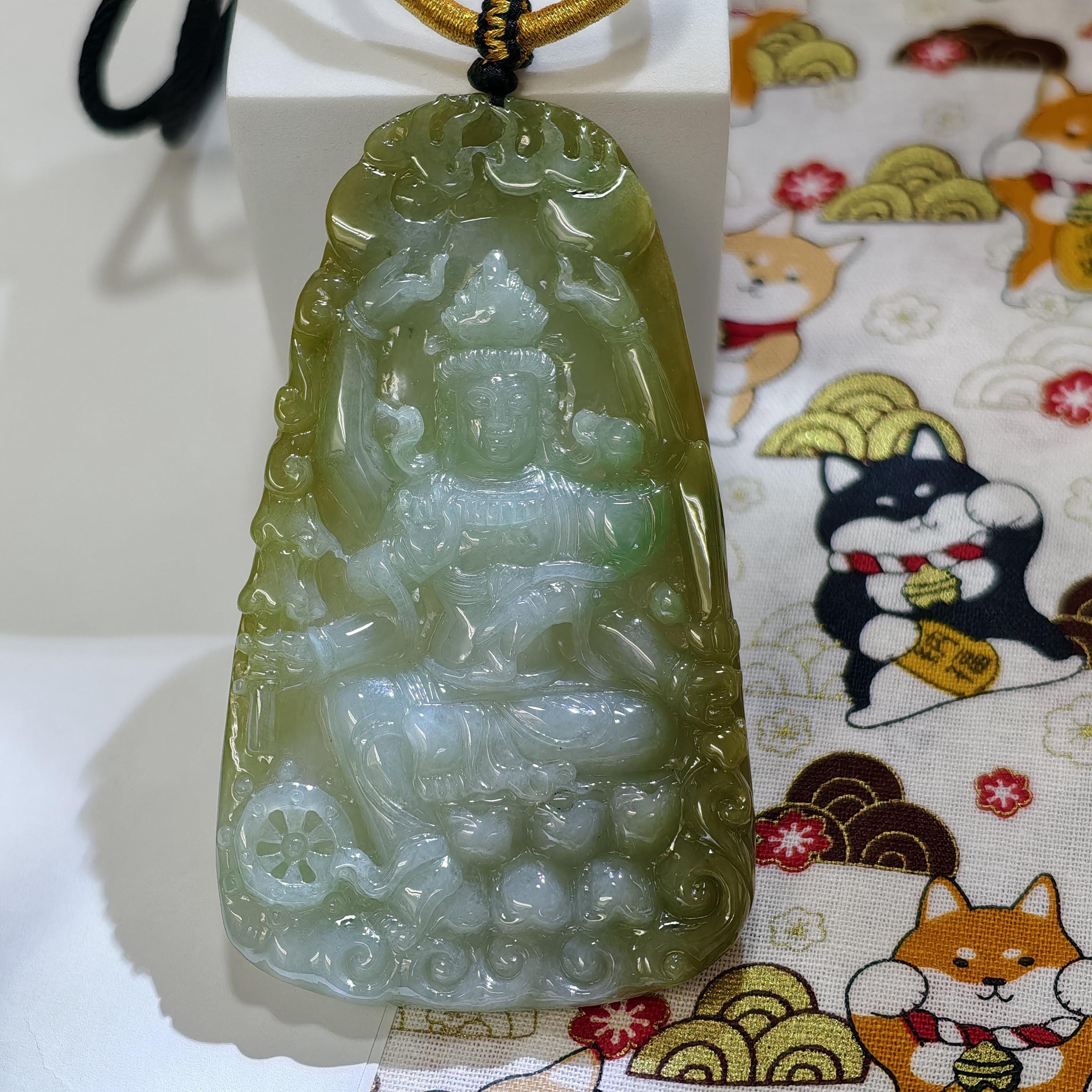 千手観音 千手観音 • 金緑色の氷のような色合い • 職人の彫刻 • 天然A 