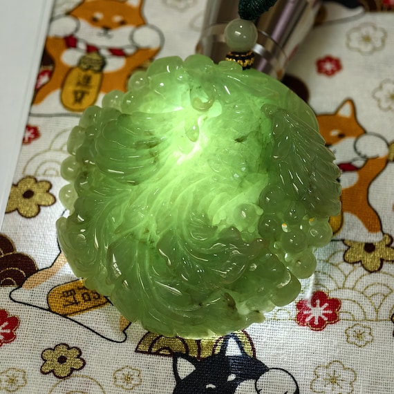 Icy Mist Green Phoenix 鳳凰 with Ruyi Pendant • Natural Type A Burmese Jadeite • 缅甸A货翡翠 • Myanmar