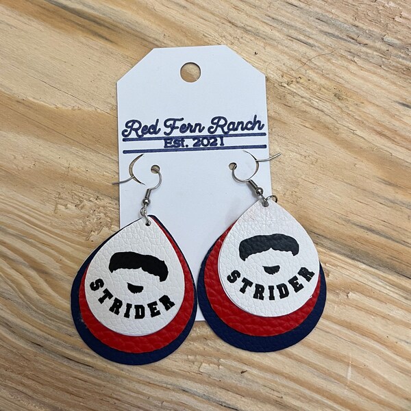 Atlanta Braves Spencer Strider ‘Stache faux leather earrings/ baseball / spirit wear/ red white and navy blue