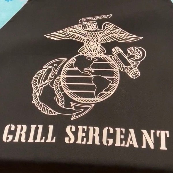 Black Grill Sergeant Marine Corps apron