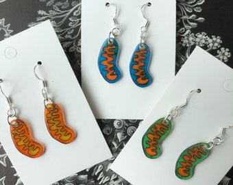 Handmade Mitochondria Cell Organelle Earrings | Sterling Silver Plated | Science Jewellery Gift