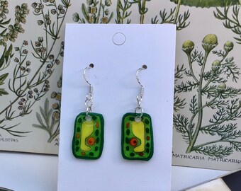 Unique Plant Biology Cell Earrings | Silver Plated Wires | Teacher Gift | Science Jewellery | Small Gift for Her | Science Gift