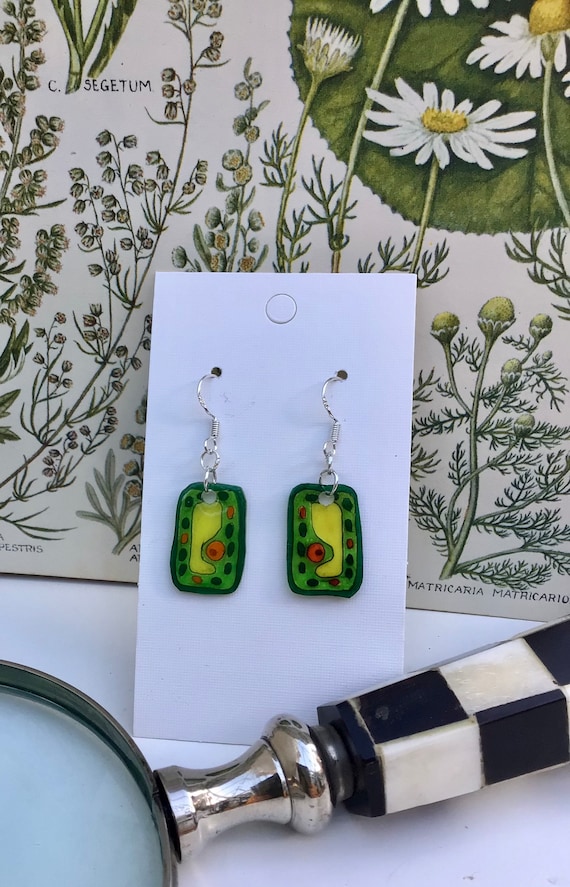 Unique Plant Biology Cell Earrings | Silver Plated Wires | Teacher Gift | Science Jewellery | Small Gift for Her | Science Gift
