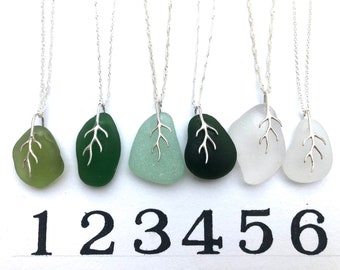 Sea Glass Necklace | Sterling Silver Seaweed Bail, English Coast Jewelry