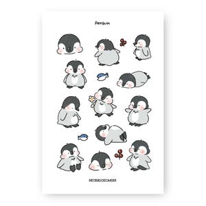 dagboekvriendelijk stickervel: pinguïn/babypinguïn/dieren/washi stickervel