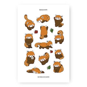 Tijdschriftvriendelijk stickervel: Redpanda/Red Panda/Little Panda/Animals/Washi stickervel