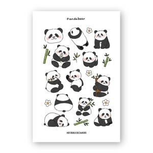 Niedliche Bambus essende Pandabären : Pandabear/ Panda/ Tiere/ Washi Sticker Bogen
