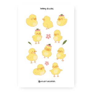 Tijdschriftvriendelijk stickervel: eendje/eendjes/baby-eendjes/dieren/washi stickervel