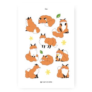 Stickervel voor tijdschriften: vos/dieren/washi stickervel