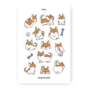 Leuke Corgi-stickers: honden/dieren/Washi-stickervel