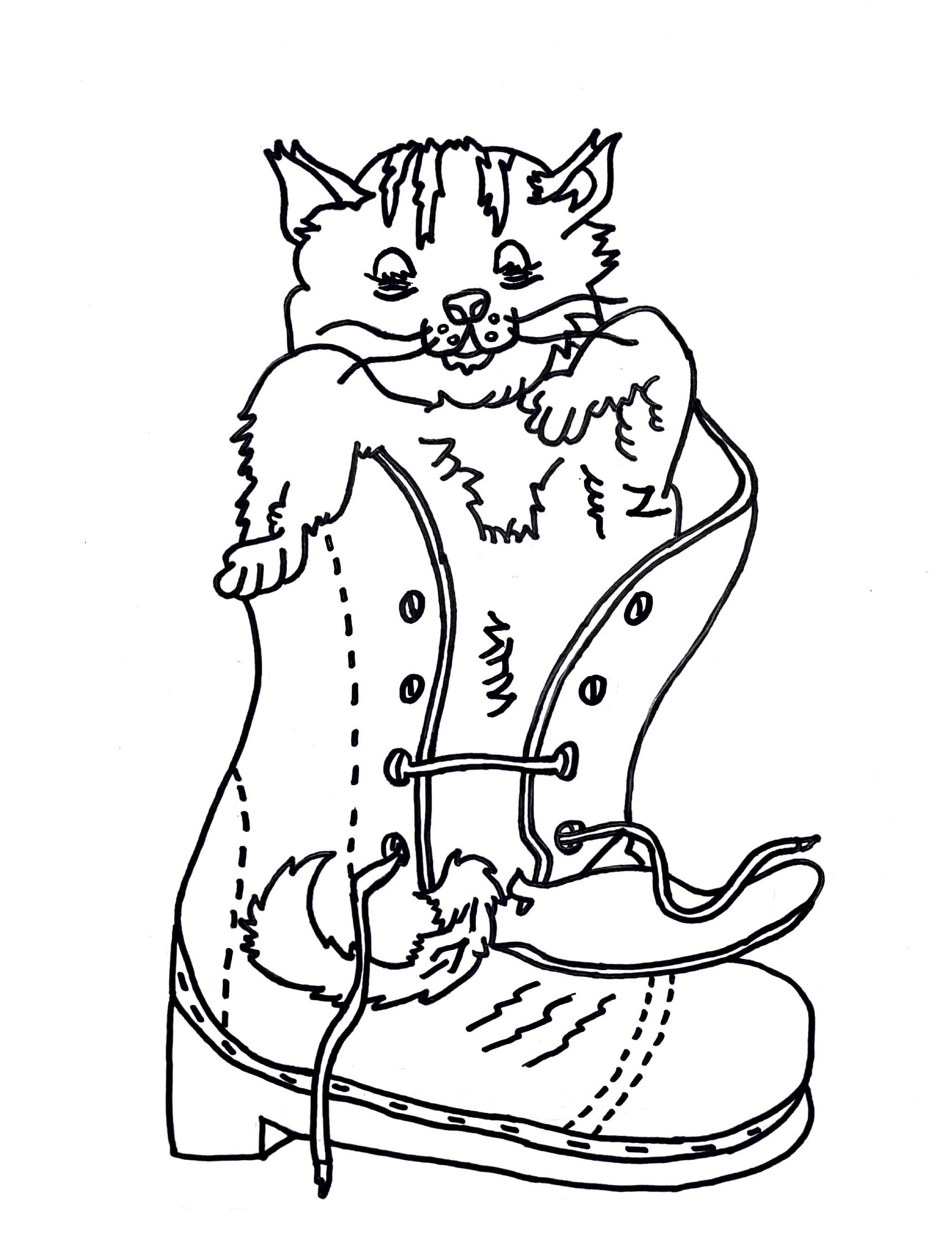 Coloring Page The Cat in the Boot readily available for | Etsy