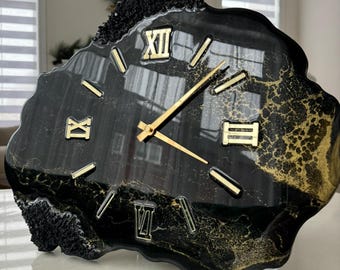Geode Resin Wall Clock, Unique Epoxy Art, Handmade Home Decor