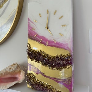Unique Geode Resin Wall Clock: Epoxy Art (18.5 x10.5 inch)