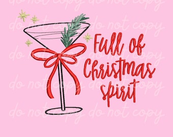 Christmas Martini Embroidery Design: Holiday Cocktail File (Digital Download)