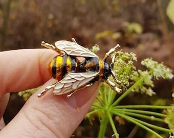 broche abeja-joyería insectos voladores -abeja-broche dorado-broche original-joyería abeja-broche para mujer-joyería para mujer-broche insectos