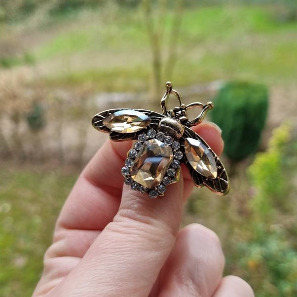 Broche Abeille Broche insecte Broche Dorée Strass