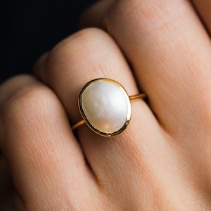 Pearl Ring Fresh Water Pearl Ring Dainty Pearl Ring Beaded Pearl Ring Bridesmaid Gift Gift For Her Halloween Gift • HR1P3