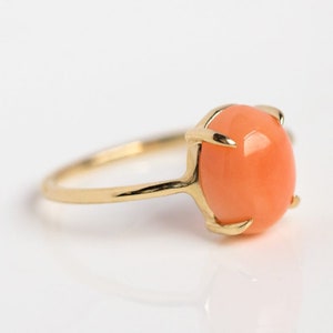 Genuine Natural Mediterranean Sea Orange Coral Ring• Astrology Purpose Moonga Ring• Gold Filled Coral Ring• Coral  Ring • HRJ1C1