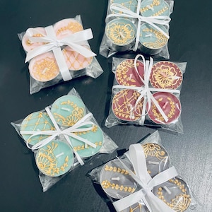 Henna Designed Tealight Candles - SCENTED / Mehndi Candles / Party Favors / Henna / Mehndi