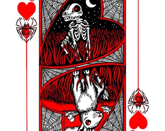 Halloween Queen of Hearts 5x7 inch Art Print, signed