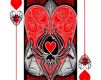 Halloween Ace of Hearts 5x7 inch Art Print, signed