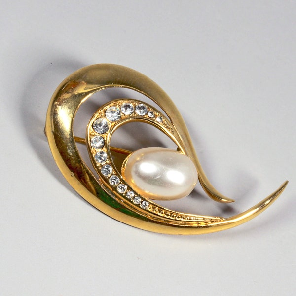 Vintage lapel pearl brooch Glamorous brooch drop Goddess memory golden brooch Lucky romantic pearl brooch Ladies coat jacket brooch