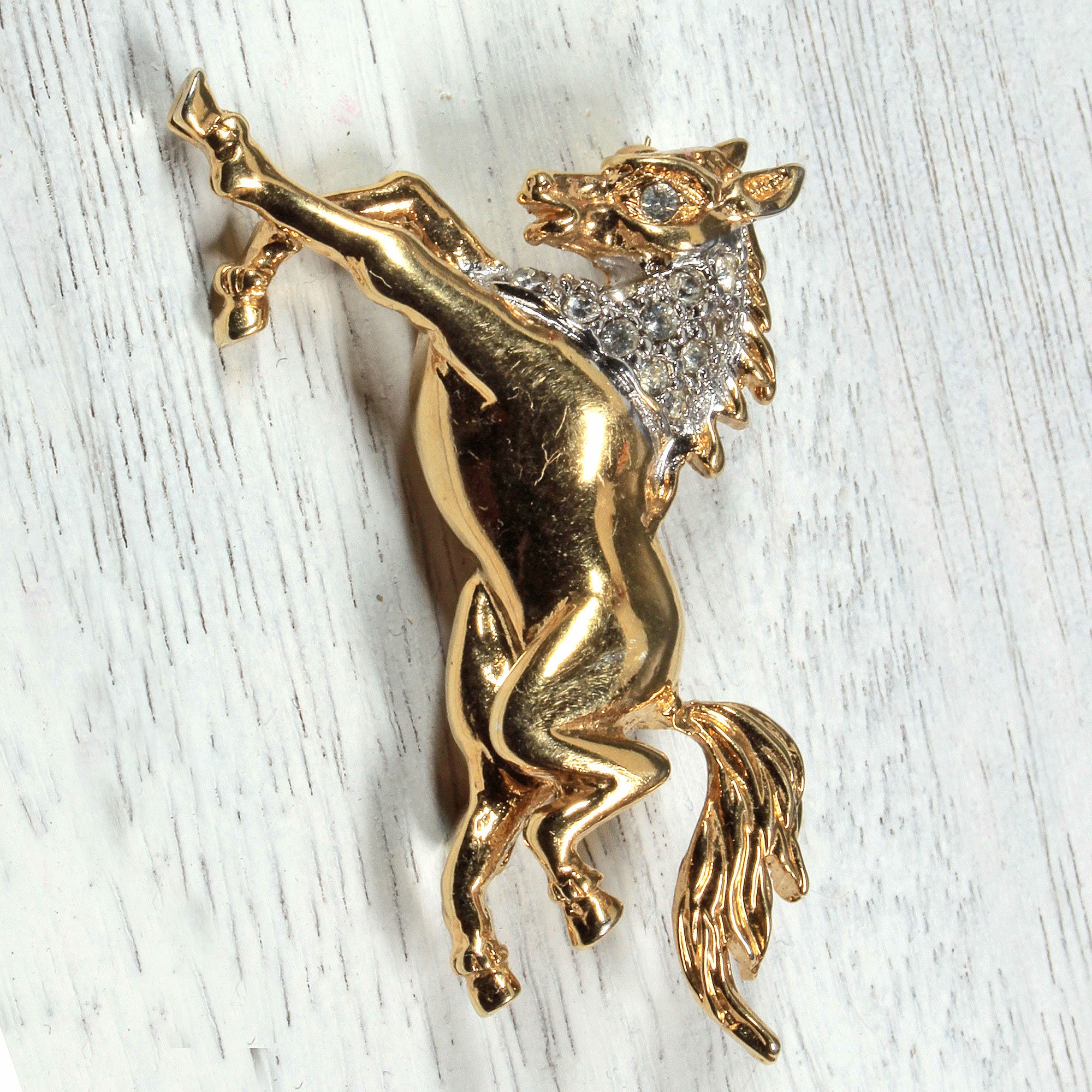 Vintage Gold Tone Horse Brooch Femme Men Golden Horse Memory Etsy
