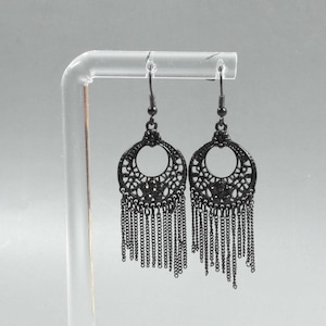 Black chain earrings femme Trendy swing chain earrings jewelry 2022 Cascade earrings Big teardrop long steel earrings