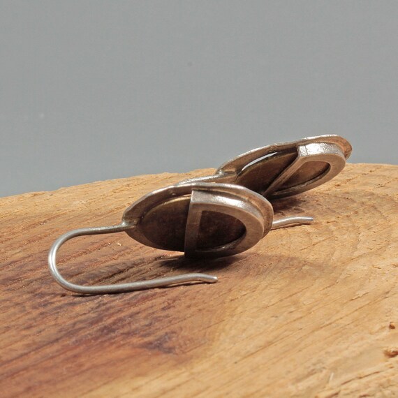 Vintade designer swing earrings Crumpled silver e… - image 4