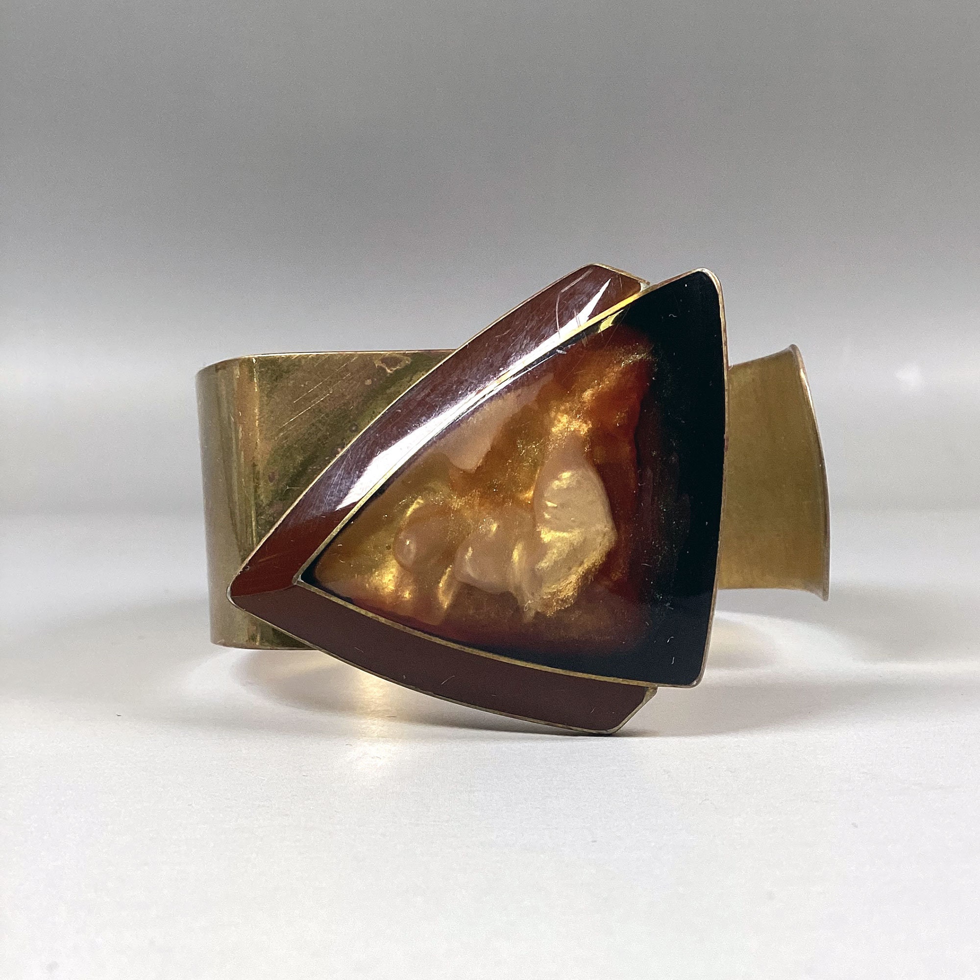 Bracelet Vintage En Bronze Style Ethnique – Marque Buffet, Bon état Avec Patine Nettoyée