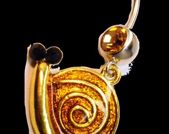 24K Gold Snail Dangle Belly Ring 14G (1.6MM) (B/1/7/187) (Gold)