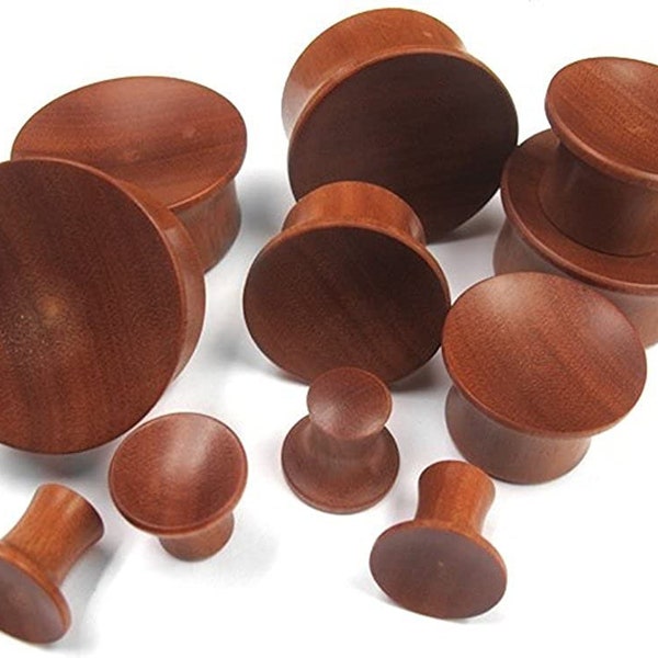 Organic Saba Wood Trumpet Mayan Flared Wood Plugs/Tunnels/Gauges 2 Piece (1 Pair) (B/7/4/105)