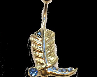 Cowboy Boot Basic Belly Ring 14G (1.6MM) (B/1/6/202) (Blue)