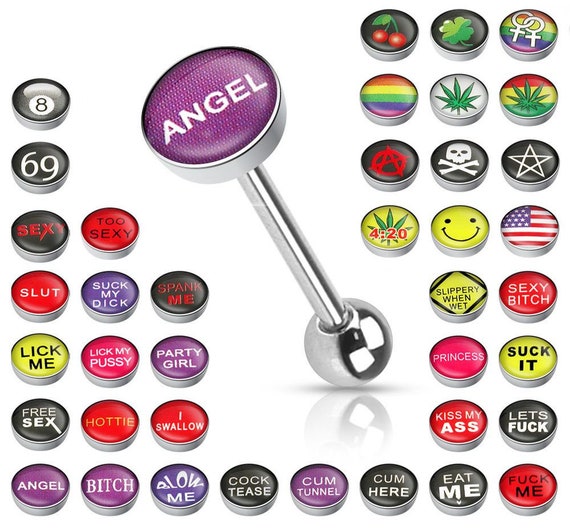Tongue rings with words clearance
