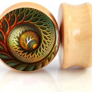 Shell Wood Ear Gauges Plugs and Tunnels Ear Stretcher Expander Saddle /2 pieces (1 Pair)(A/2/1/400)