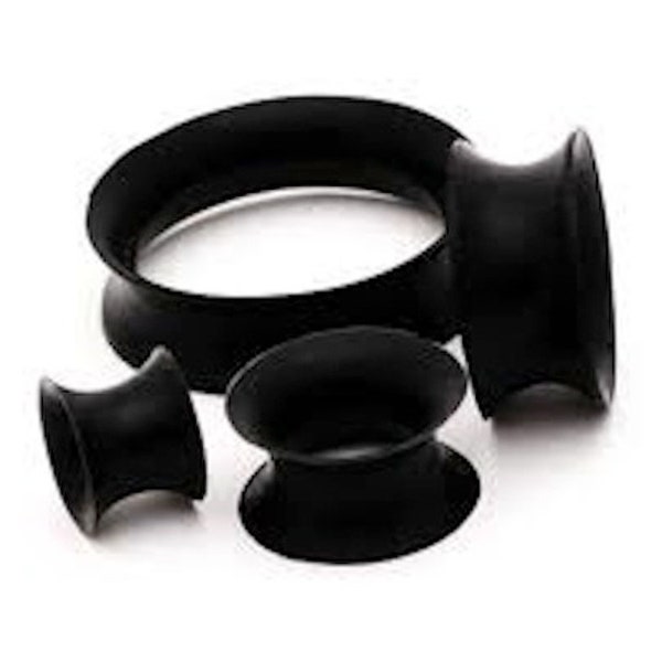 Soft Silicone Black Tunnels 2 Pieces (1 Pair) (B/7/1/12)