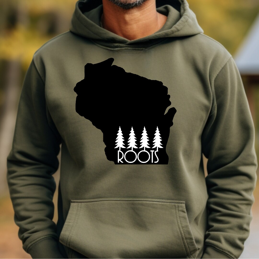Wisconsin Roots Vector Image Wisconsin Roots (white Font) Hooded Sweatshirt - Etsy