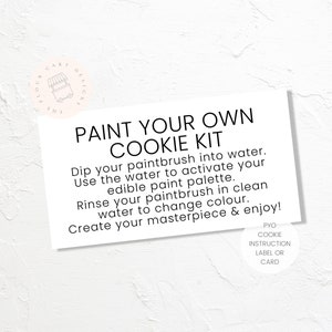 DIGITAL Paint Your Own Cookie Instruction | Printable | Instant download | Adhesive label OR business card