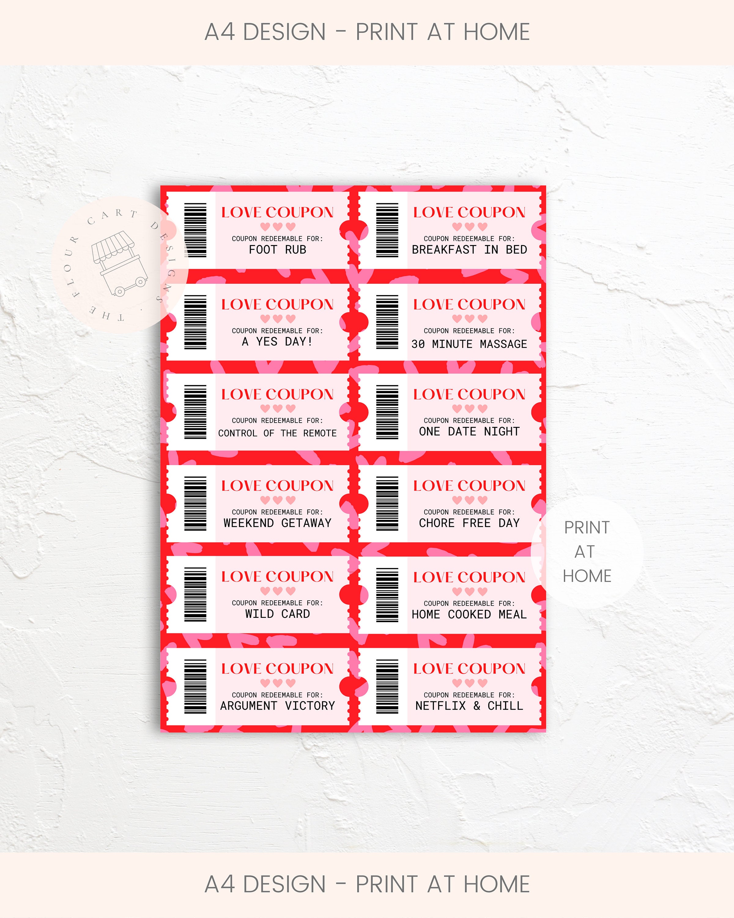 DIGITAL Love Coupons Printable A4 Instant Download Valentines Gift for  Boyfriend / Girlfriend / Wife / Husband Print From Home - Etsy