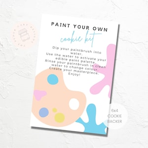 Carte de support d&#39;instructions DIGITAL &#39;PYO Cookie Kit&#39; | 6 × 4 | Conception simple face | Téléchargement instantané | Peinture colorée
