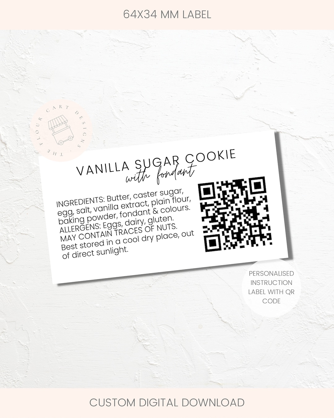 DIGITAL Ingredients Label With QR Code | Fully Personalised | Printable ...