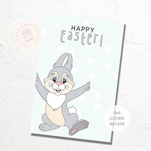 DIGITALE 'Frohe Ostern' funky bunny Cookie Backing Karte | 6 x 4 | Einseitiges Design | Sofortiger Download | Pastell mit Polkadots