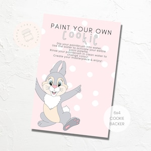 DIGITAL Easter 'Paint Your Own Cookie' backing instruction card | 6 x 4 | Single sided design | Instant download | Pastel pink bunny